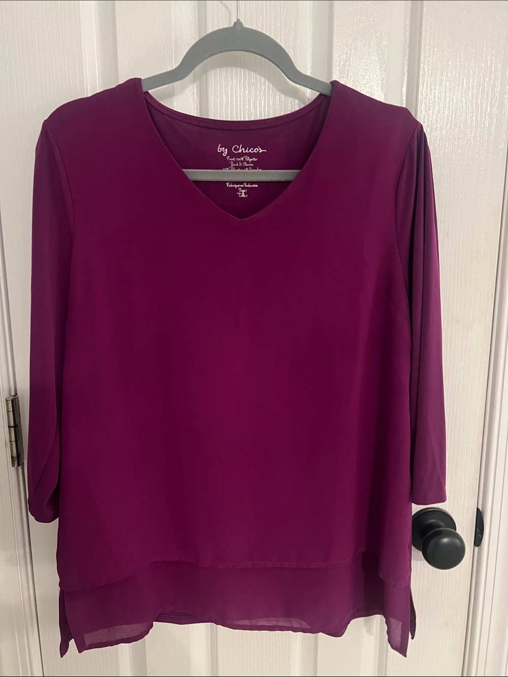 Chico's Layered V-Neck Blouse - Plum